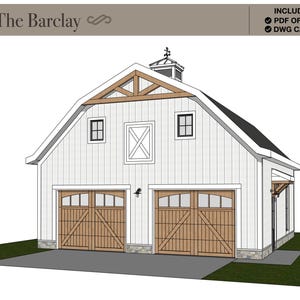 780 SQ FT, 28&#39; X 30&#39;, Detached 2 Car Garage, Carriage Barn, Shed, Modern Farmhouse, Architectural Plans, Blueprints, Carriage, Workshop
