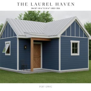 286 SQ FT, 18&#39;-6&quot; X 18&#39;-6&quot;, Tiny House Plans, Bunkie, Architectural Plans, She Shed, Man Cave, Plans, Custom Home Plans, In Law Suite