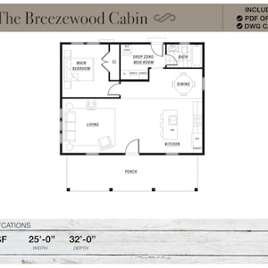 Modern Farmhouse Tiny House Plans: 800 Sq Ft Ranch Cabin (digital ...