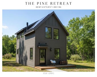 Tiny House Plans: Modern Farmhouse Cabin, 832 sq ft (Digital Download)