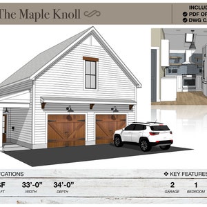 Barndominium, 2 Car Garage, Apartment, 575 SQ FT, 33' X 34' , Tiny House, Floor Plans, Modern Farmhouse, Architectural Plans, House Plans