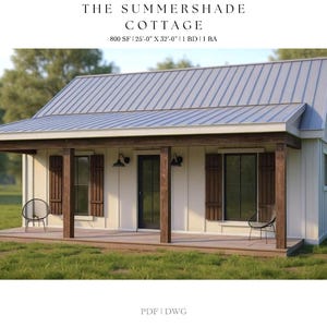 800 SQ FT Tiny House, 32&#39;-0&quot; x 25&#39;-0&quot;, Cottage, Floor Plans, Modern Farmhouse, Architectural Plans, Ranch, 1 bedroom, 1 bathroom, Home Plans
