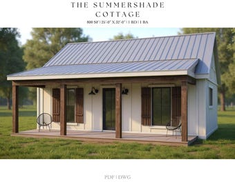 800 SQ FT Tiny House, 32&#39;-0&quot; x 25&#39;-0&quot;, Cottage, Floor Plans, Modern Farmhouse, Architectural Plans, Ranch, 1 bedroom, 1 bathroom, Home Plans