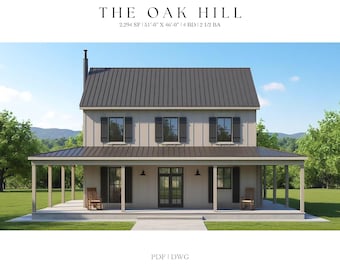 2,294 SQ FT Modern Farm House, 51&#39;-0&quot; x 46&#39;-0&quot;, Cottage Floor Plans, Architectural Plans, 4 Bedrooms, 2 1/2 Bathroom, Home Plans, Cabin,Home