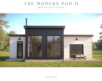 Planimetrie di una moderna cabina: Tiny House di 87 metri quadrati (download digitale)