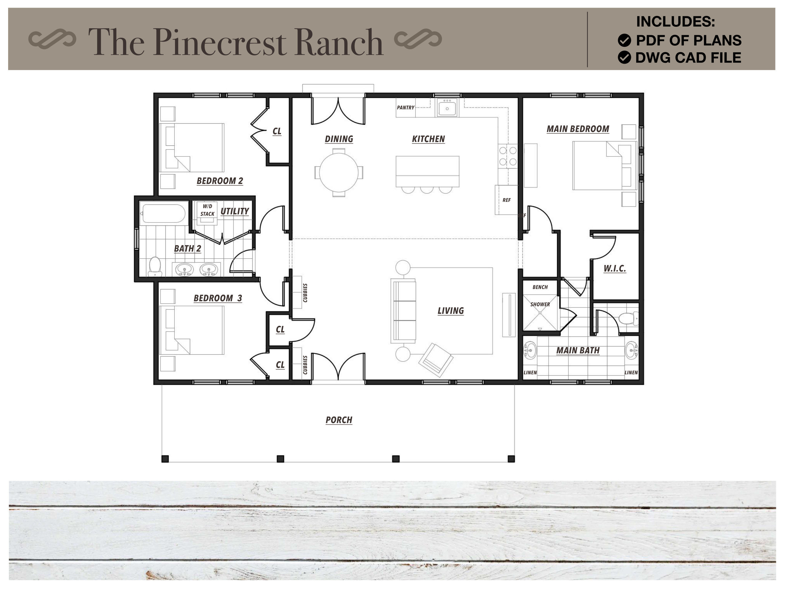 Modern Farmhouse Architectural Plans: 3 Bed, 2 Bath (digital Download) -  Etsy, image size:2700x2025