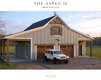 Modern Farmhouse 2-Car Garage Plans with Workshop (Digital Download)