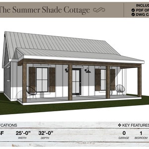 800 SQ FT Tiny House, 32&#39;-0&quot; x 25&#39;-0&quot;, Cottage, Floor Plans, Modern Farmhouse, Architectural Plans, Ranch, 1 bedroom, 1 bathroom, Home Plans