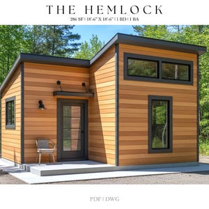 286 SQ FT Tiny House, 18&#39;-6&quot; X 18&#39;-6&quot; Tiny House Plans, Modern House Plans, Architectural Plans, She Shed, Man Cave, Guest House Plan, Cabin