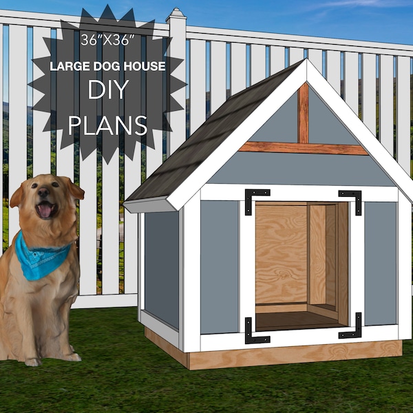 Large Dog House Building, DIY Instructional Plans, 36"x36", Do It Yourself Project, Wood working, Modern farmhouse design, Rustic, Trendy