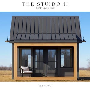 224 pies cuadrados, 16' X 14', litera, estudio, estudio para ella, cueva para hombres, cobertizo de jardín, estudio de arte, casa de huéspedes, suite para abuela, casa pequeña, planos arquitectónicos