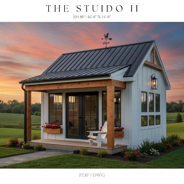 Studio II Architectural Plans: Tiny House, Bunkie, She Shed (Digital Download)