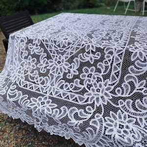 Large White Vintage Battenburg tablecloth