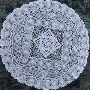 Large Hand Crochet White Lace Table Cloth