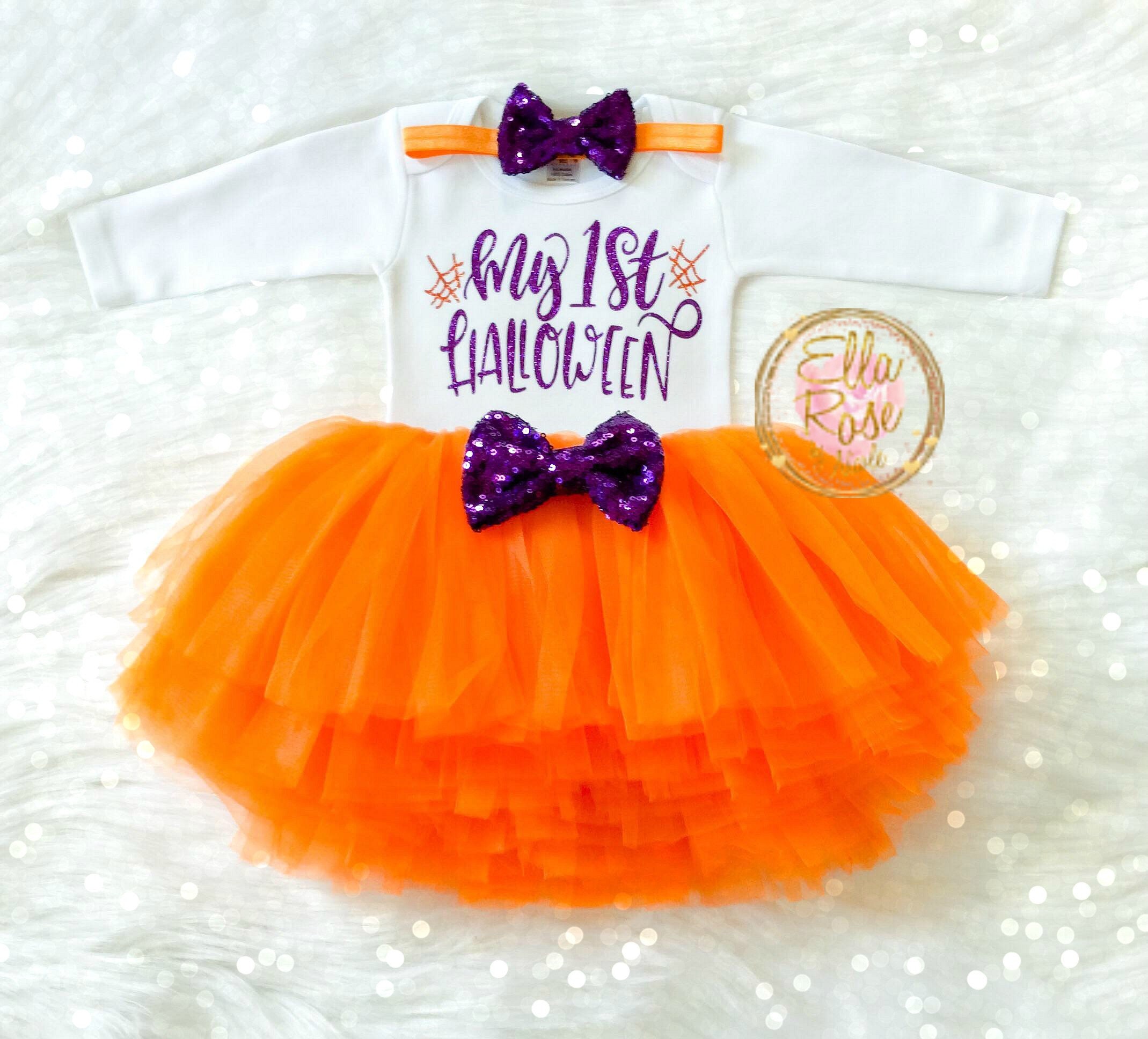 Baby First Halloween Outfit Girl / My 1st Halloween / Orange Etsy