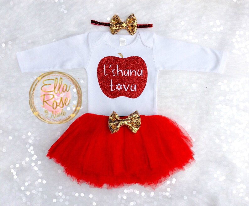 My 1st Rosh Hashanah Baby Girl Outfit L/'shana Tova First Rosh Hashanah Bodysuit Jewish Baby Outfit Rosh Hashanah Baby Baby Gift