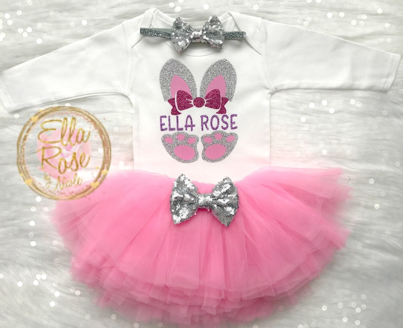 Baby Girl 1st Easter Outfit Girl / Personalized Easter Bunny Etsy