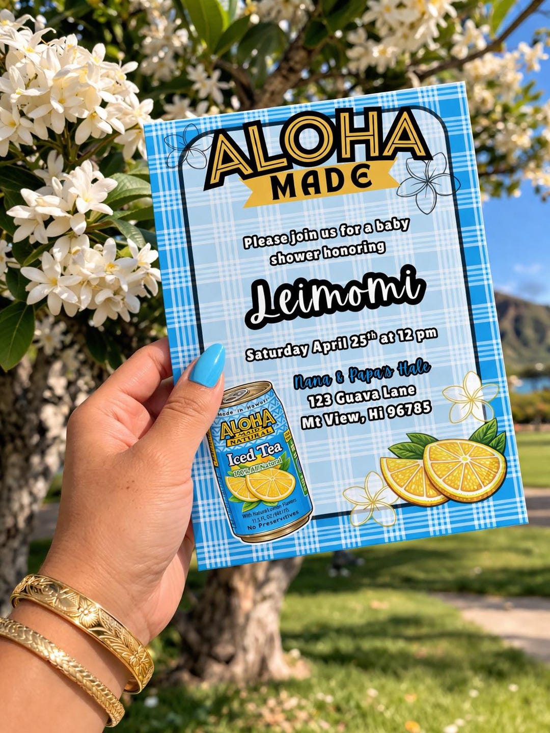 Editable Aloha Maid Baby Shower Invitation, Hawaiian Palaka Template ...