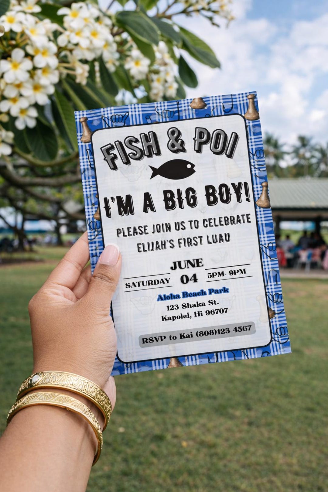 Editable Blue Palaka First Birthday Luau Invitation (digital Download ...