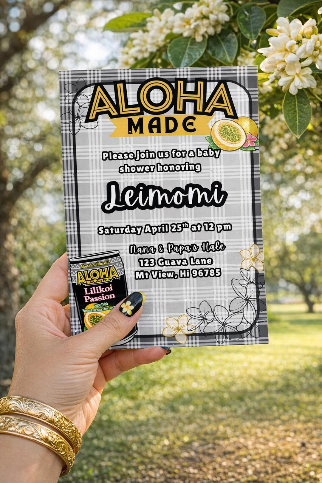 Editable Palaka Baby Shower Invitation, Hawaiian Lilikoi Party Invite ...