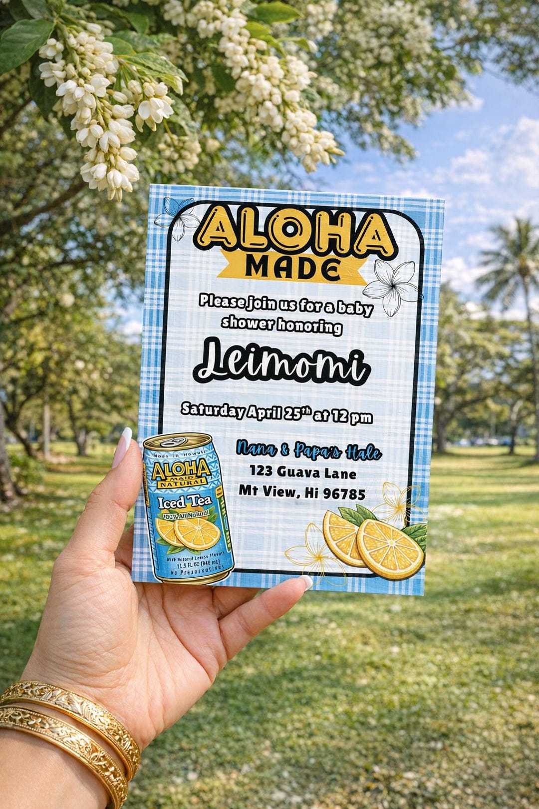 Editable Blue Palaka Baby Shower Invitation Template, Aloha Made Drink ...
