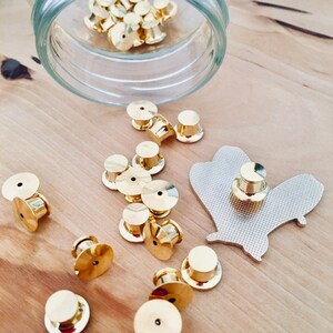 10 X Deluxe Golden Locking Pin Backs for Enamel Pins, Lapel Pins, Pin  Backs, Safety Backing, Pinback, 