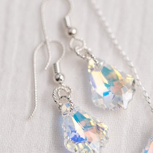 Aurora Borealis Baroque Sterling Silver Crystal Earrings