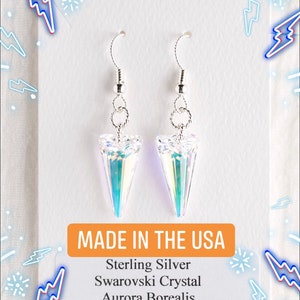 Aurora Borealis Spike Sterling Silver Crystal Earrings