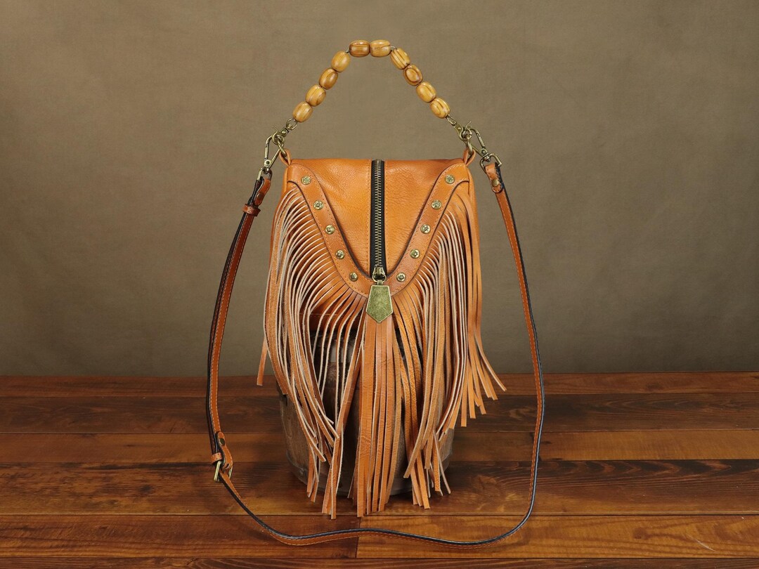 Leather Tassel Crossbody Pouch main image 1