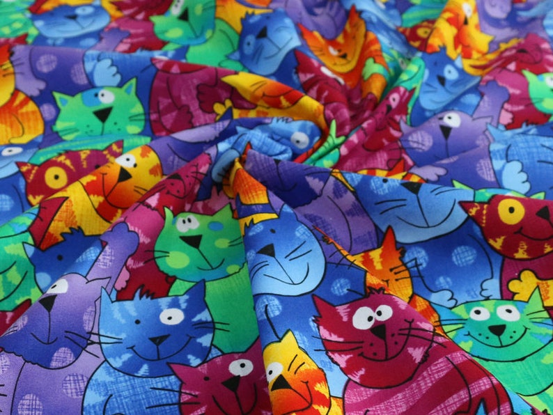 Cartoon cats patchwork sewing digital print fabric cotton tissues
