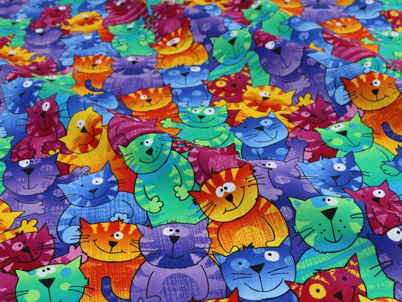 Cartoon cats patchwork sewing digital print fabric cotton tissues