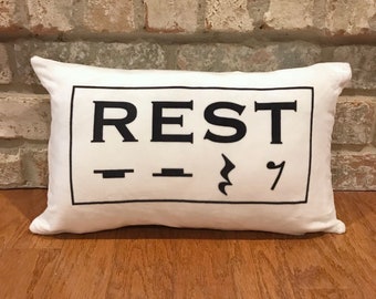 Personalized Music Notes pillow - musician rest / Marching Band Gift / Band Teacher Gift / Music Teacher gift / retirement music to my ears