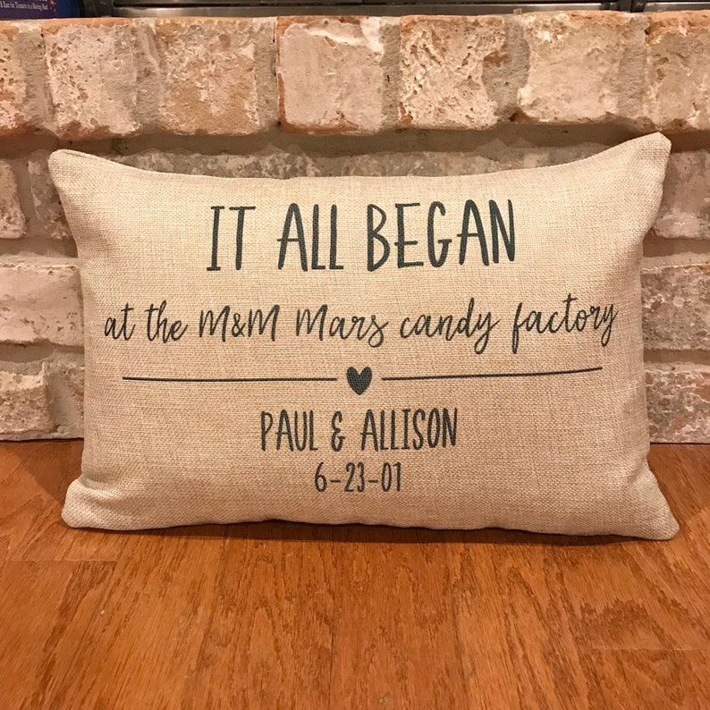 Personalized It All Began Throw Pillow Bridal Shower Wedding Etsy