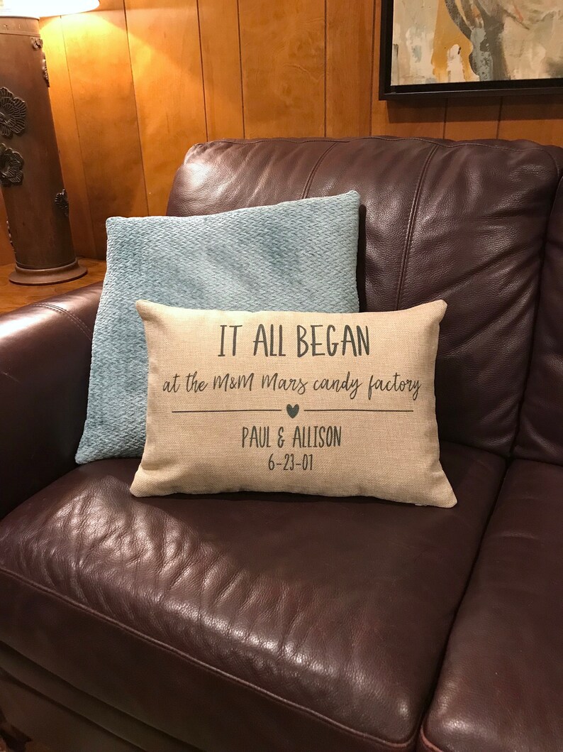 Personalized It All Began Throw Pillow Bridal Shower Wedding Etsy