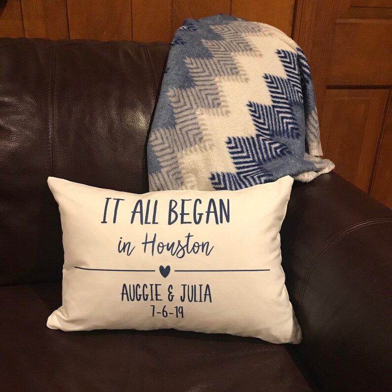 Personalized It All Began Throw Pillow Bridal Shower Wedding Etsy