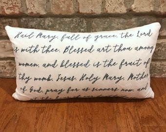 Hail Mary Rosary Velvet Prayer Pillow / First Communion Gift / Rosary / Baptism Gift / Modern Nursery / Confirmation gift / Catholic pillow