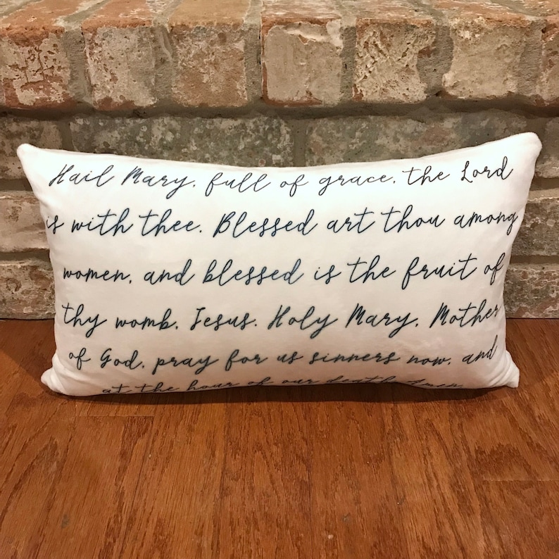 Hail Mary Velvet Prayer Pillow / First Communion Gift / Rosary Etsy