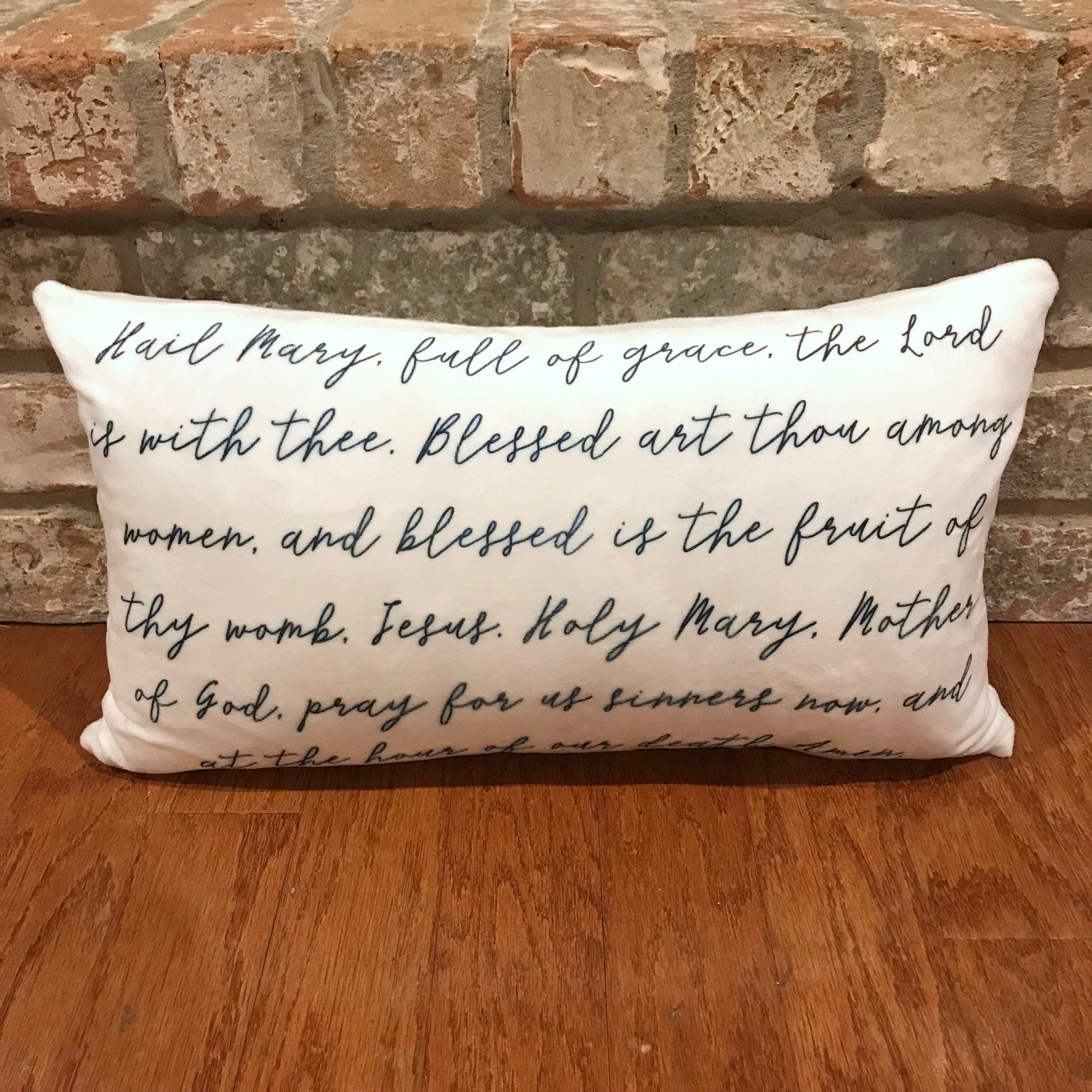 Hail Mary Velvet Prayer Pillow / First Communion Gift / Rosary Etsy