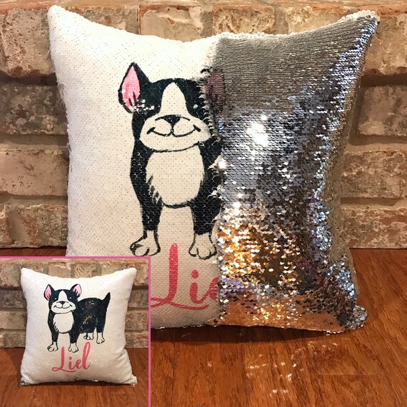 dog sequin pillow