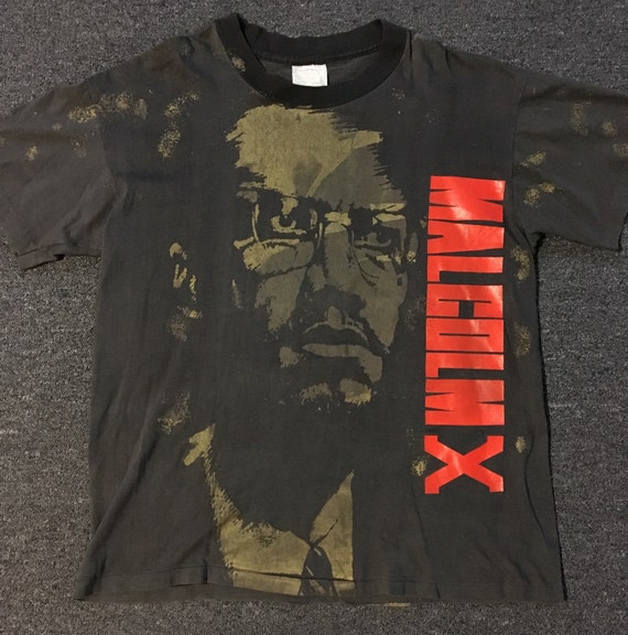 Vtg 90s Malcolm X All Over Print Shirt L Black History Angela - Etsy