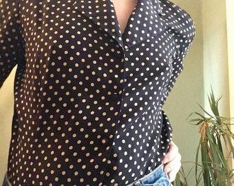 navy polka dot blouse uk