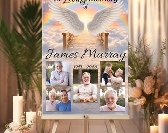 Personalised In Loving Memory Memorial Photo Poster Banner N257 (S1) Funeral Wake Keepsake PRINT ONLY