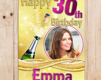 Personalised 18th 21st 30th 40th 50th Happy Birthday PHOTO Banner N78 ANY AGE