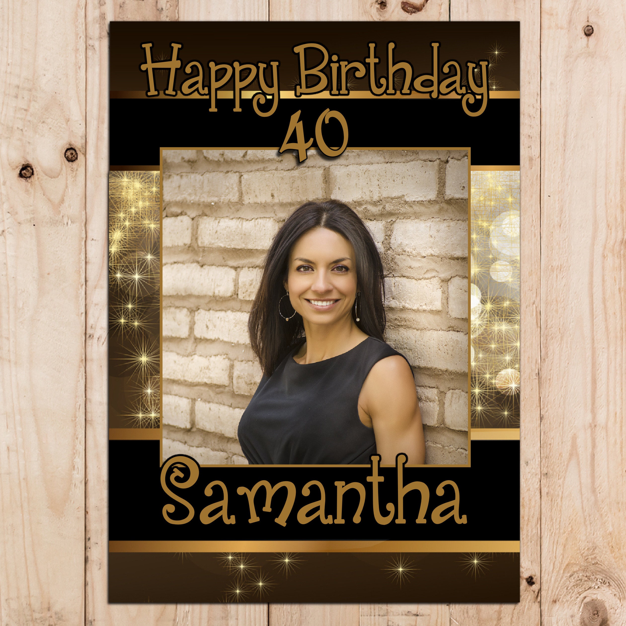 Large Personalised Birthday Poster Banner Photo Rose Gold Any Age 18th 21st 30th