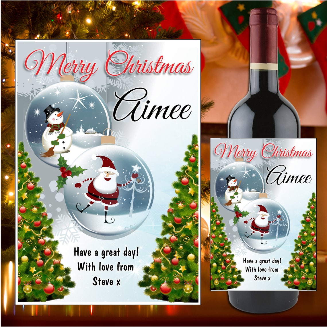 Personnalisé joyeux Noël vin / Champagne / Prosecco bouteille - Etsy France