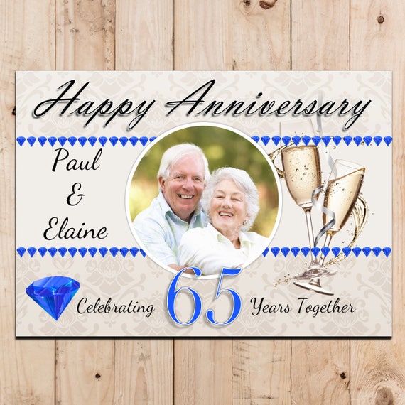 Personalised Sapphire 65th Wedding Anniversary PHOTO Poster Party Banner N69 