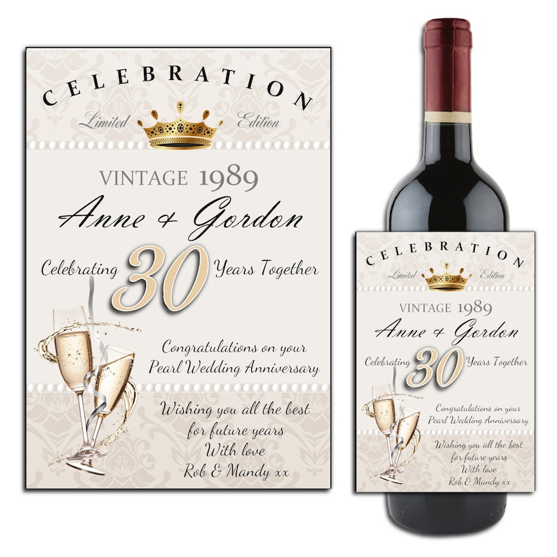 Personalised Silver 25th Wedding Anniversary Wine//Champagne Bottle Label ~ Gift Idea N15.