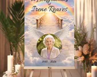 Personalised In Loving Memory Memorial Photo Poster Banner N257 (S4) Funeral Wake Keepsake PRINT ONLY