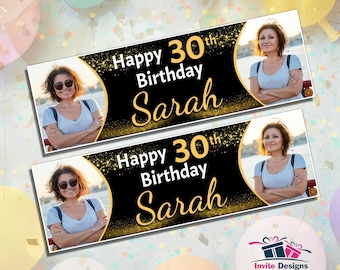 Personalised Happy Birthday Party Photo Banners - 16th 18th 21st 30th 40th 50th 60th 70th 80th Any Age Decoration N96