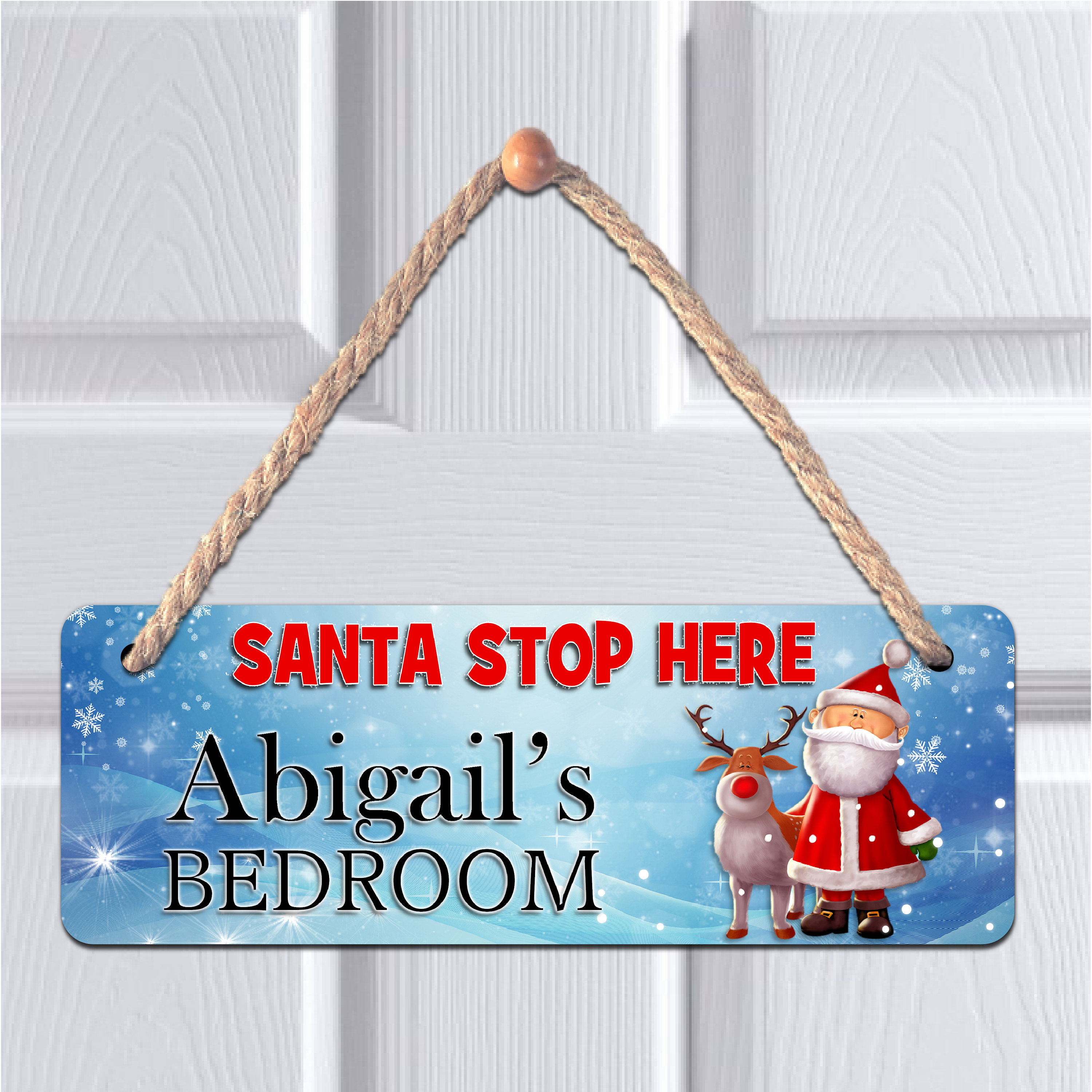 Santa please stop here personalized christmas handmade gold plaque with glitter